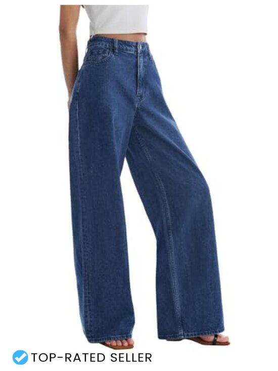 Denim - Women's Adjustable Wide Leg Jeans High Waisted Baggy Y2K Denim Pants